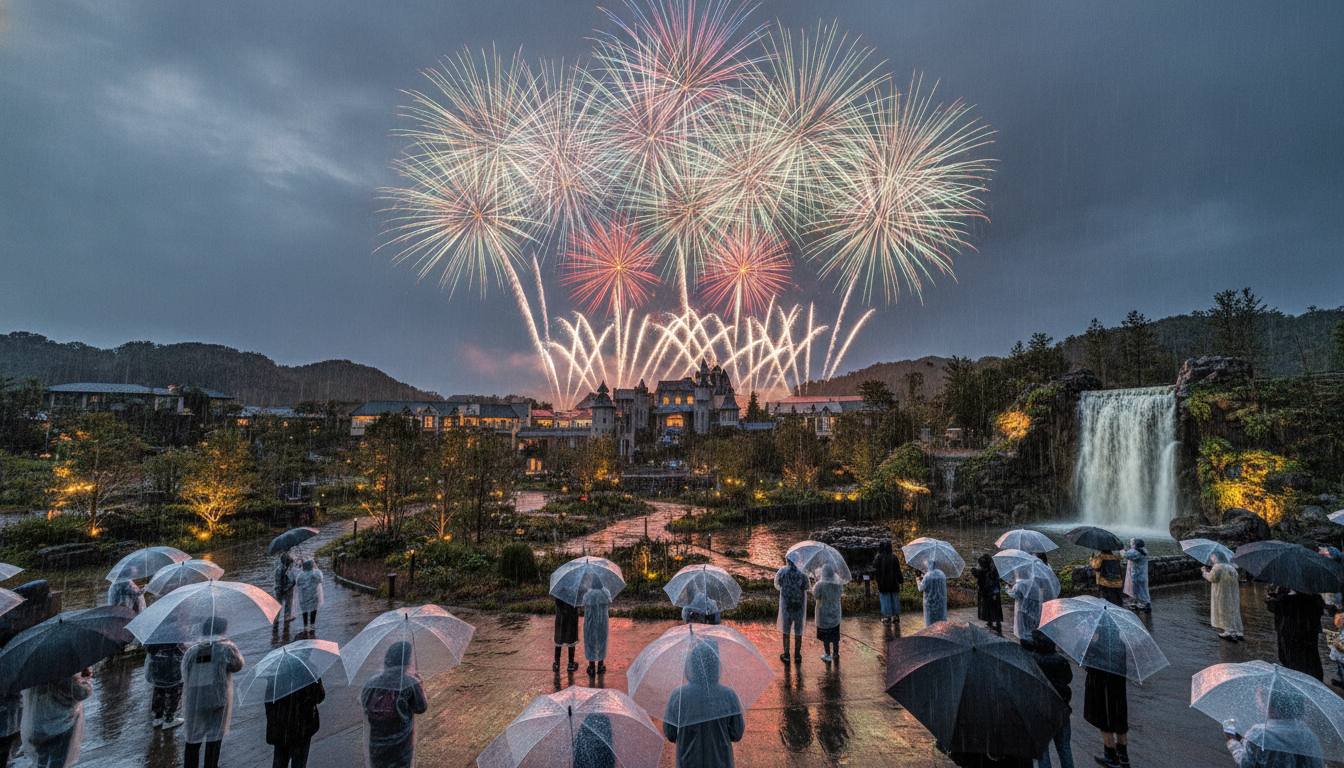 ネスタリゾート神戸の花火、雨でも大丈夫？花火だけ見るのはアリ？