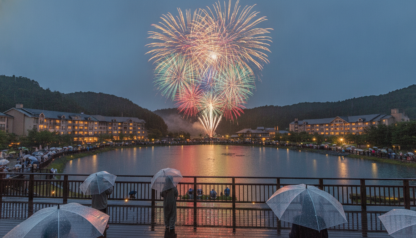 ネスタリゾート神戸の花火は雨でも見られる？